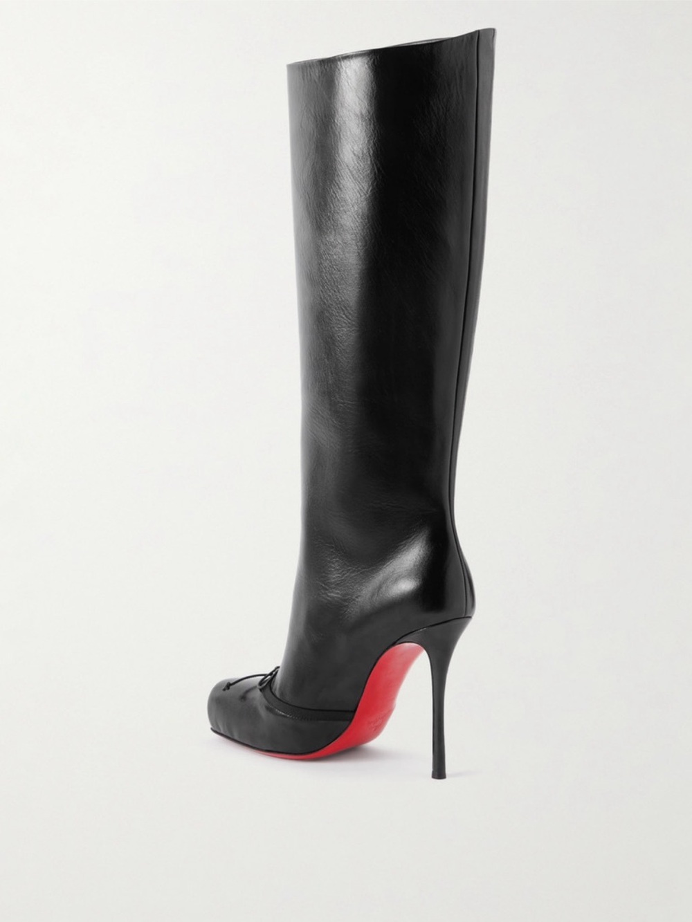 Christian Louboutin Black Leather Knee-High Stiletto Boots - Picture 2 of 5